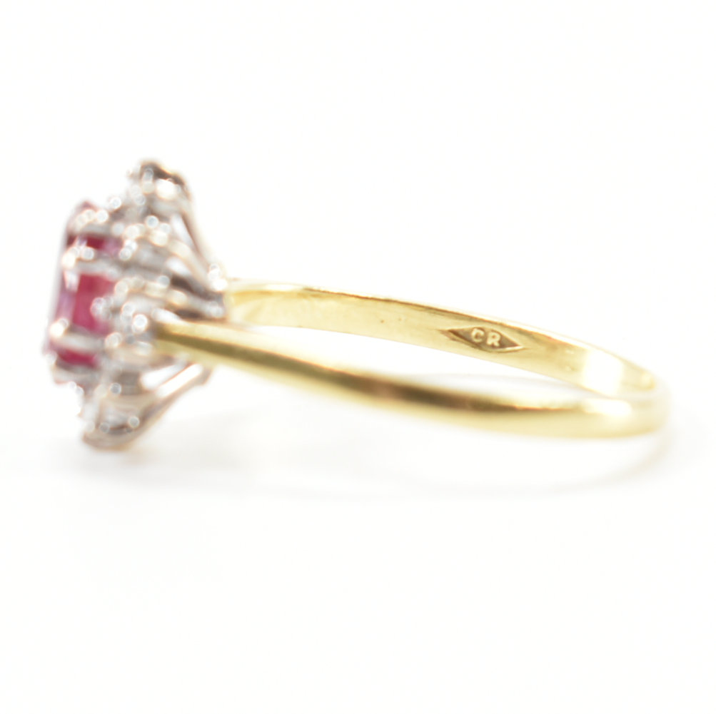 HALLMARKED 18CT GOLD RUBY & DIAMOND HALO RING - Image 6 of 9