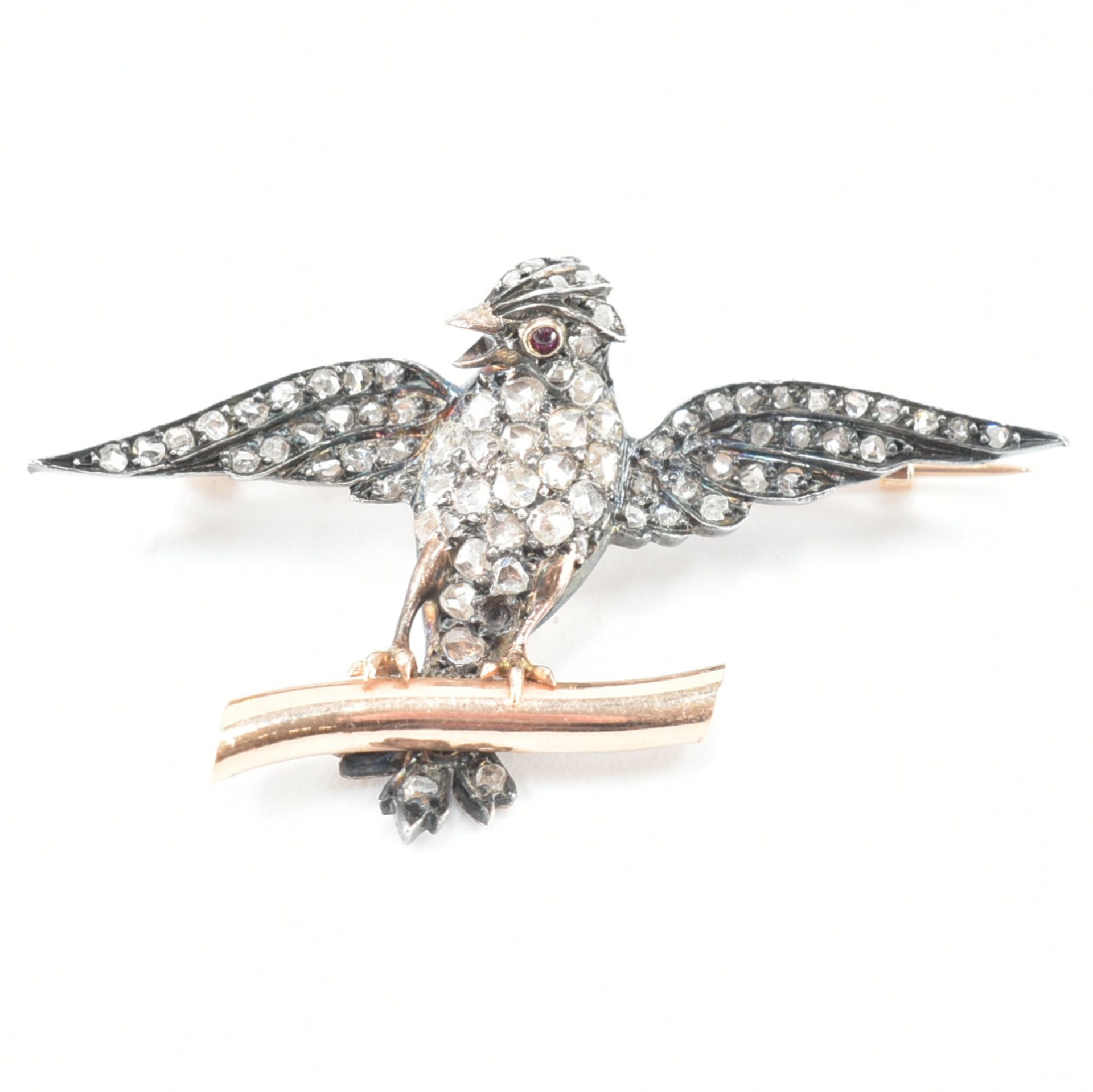 19TH CENTURY DIAMOND BIRD BROOCH PIN - Image 2 of 9