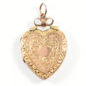 ANTIQUE 9CT GOLD BACK AND FRONT HEART LOCKET