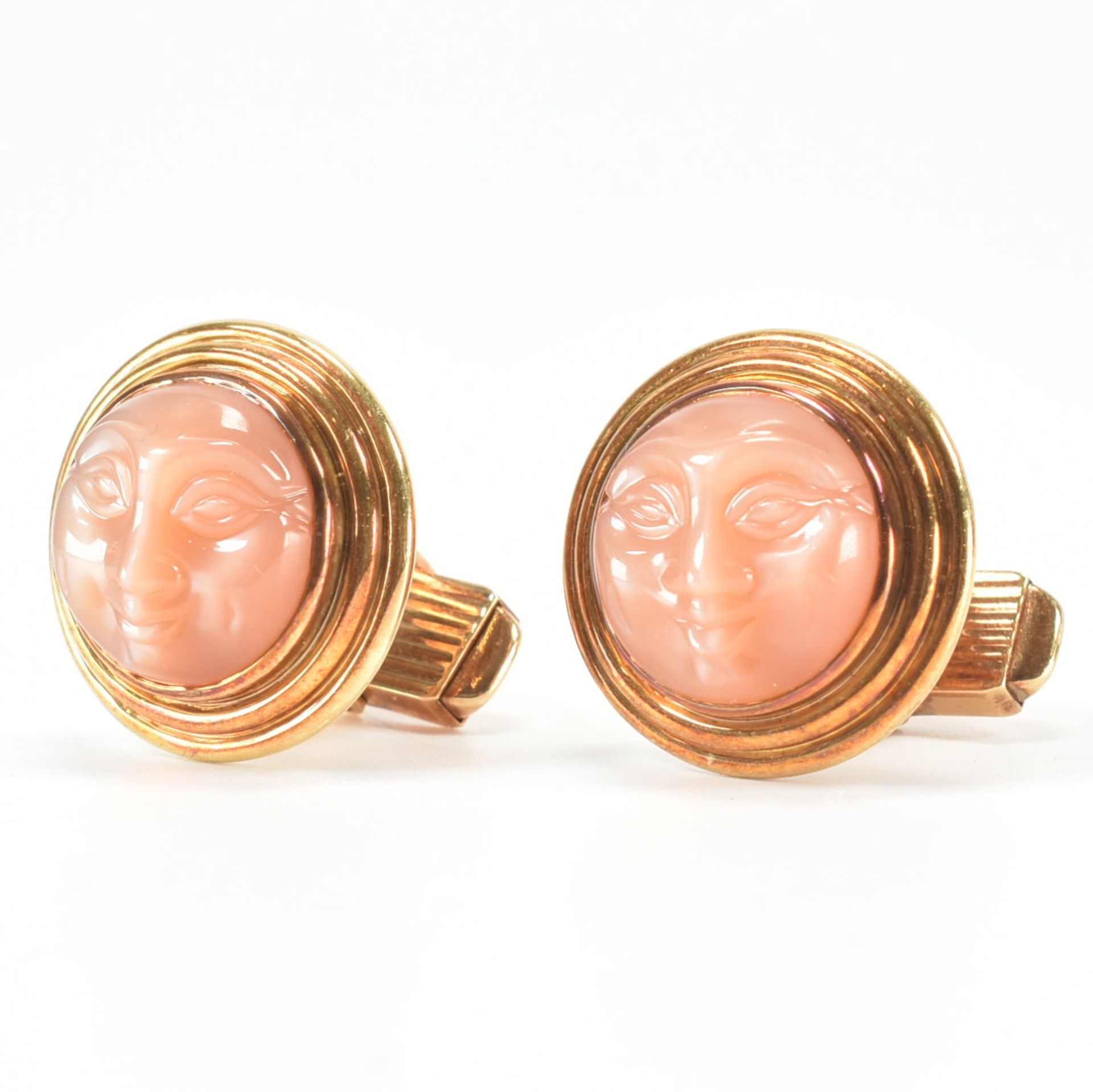 PAIR OF 18CT GOLD & MOONSTONE CUFFLINKS