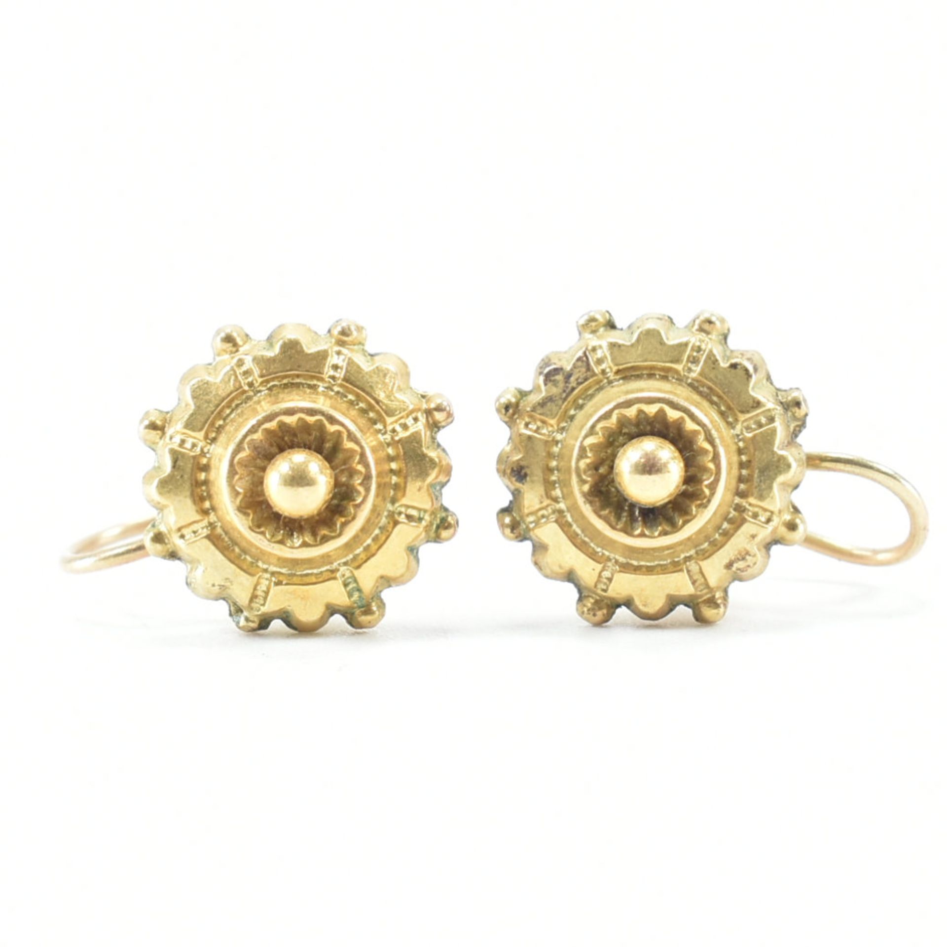 19TH CENTURY 9CT GOLD SCREW BACK EARRINGS - Image 2 of 6