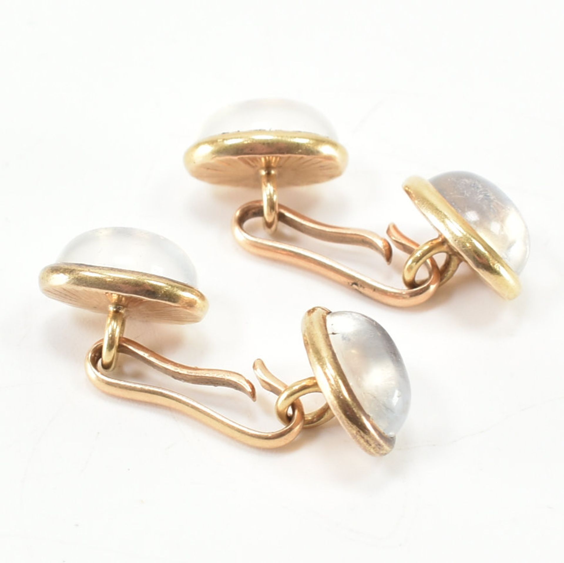 PAIR GOLD & MOONSTONE CUFFLINKS - Image 3 of 5