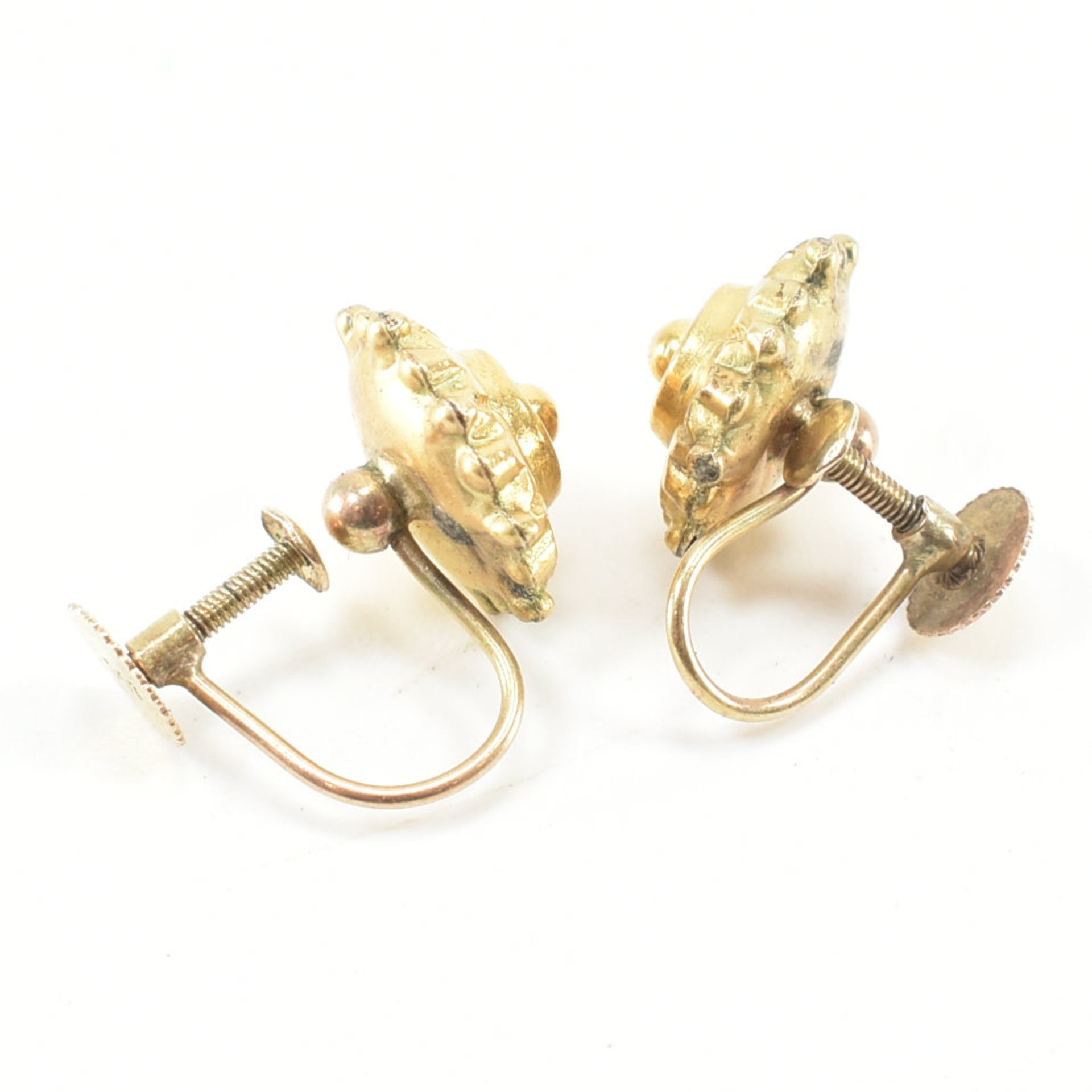 19TH CENTURY 9CT GOLD SCREW BACK EARRINGS - Image 5 of 6