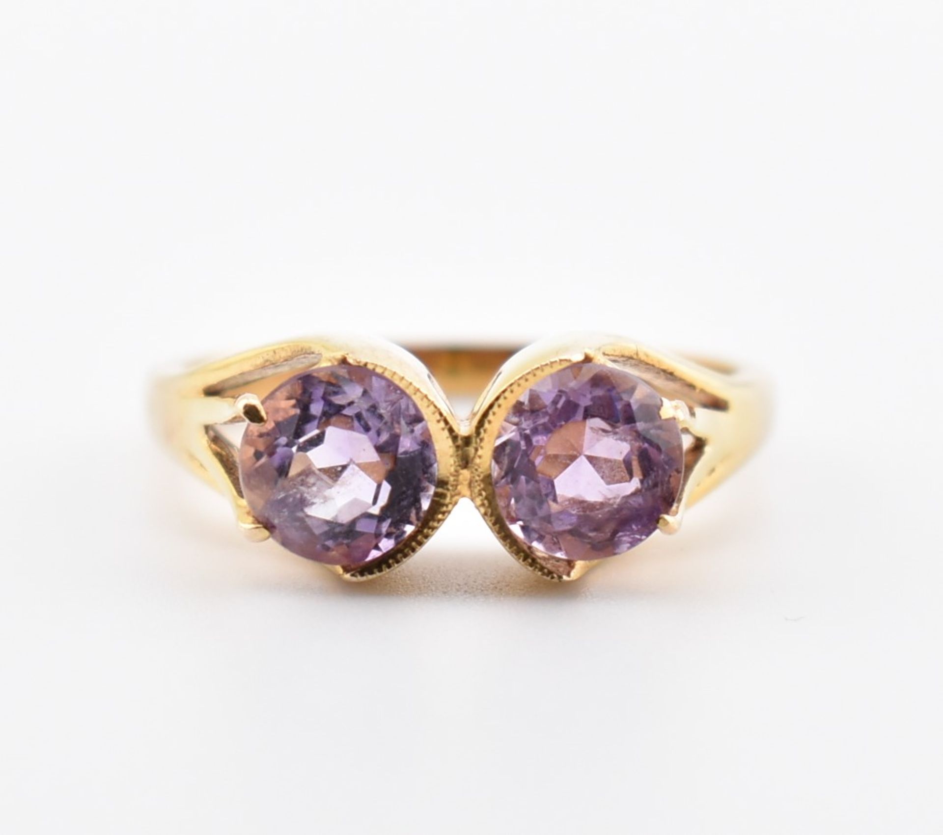 HALLMARKED 9CT GOLD & AMETHYST DRESS RING