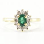 18CT GOLD EMERALD & DIAMOND HALO RING