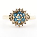 HALLMARKED 9CT GOLD DIAMOND & TOPAZ CLUSTER RING