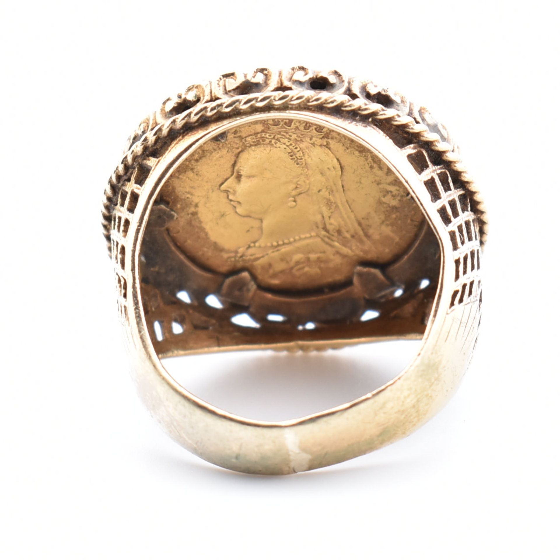 VICTORIAN 1891 SOVEREIGN IN HALLMARKED 9CT GOLD RING MOUNT - Bild 5 aus 7