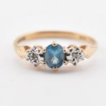 HALLMARKED 9CT GOLD TOPAZ & DIAMOND RING