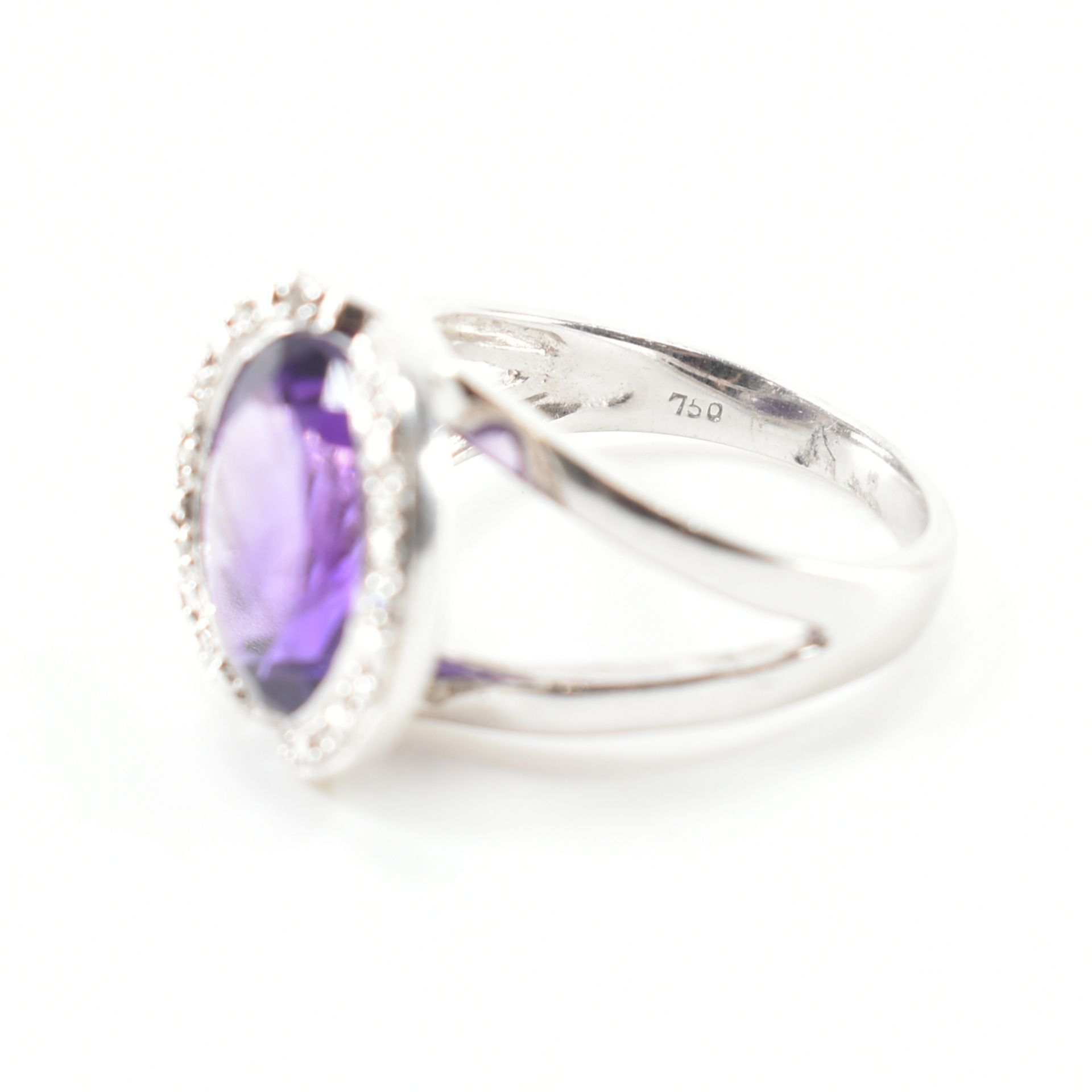 FRENCH 18CT WHITE GOLD AMETHYST & DIAMOND COCKTAIL RING - Bild 6 aus 7