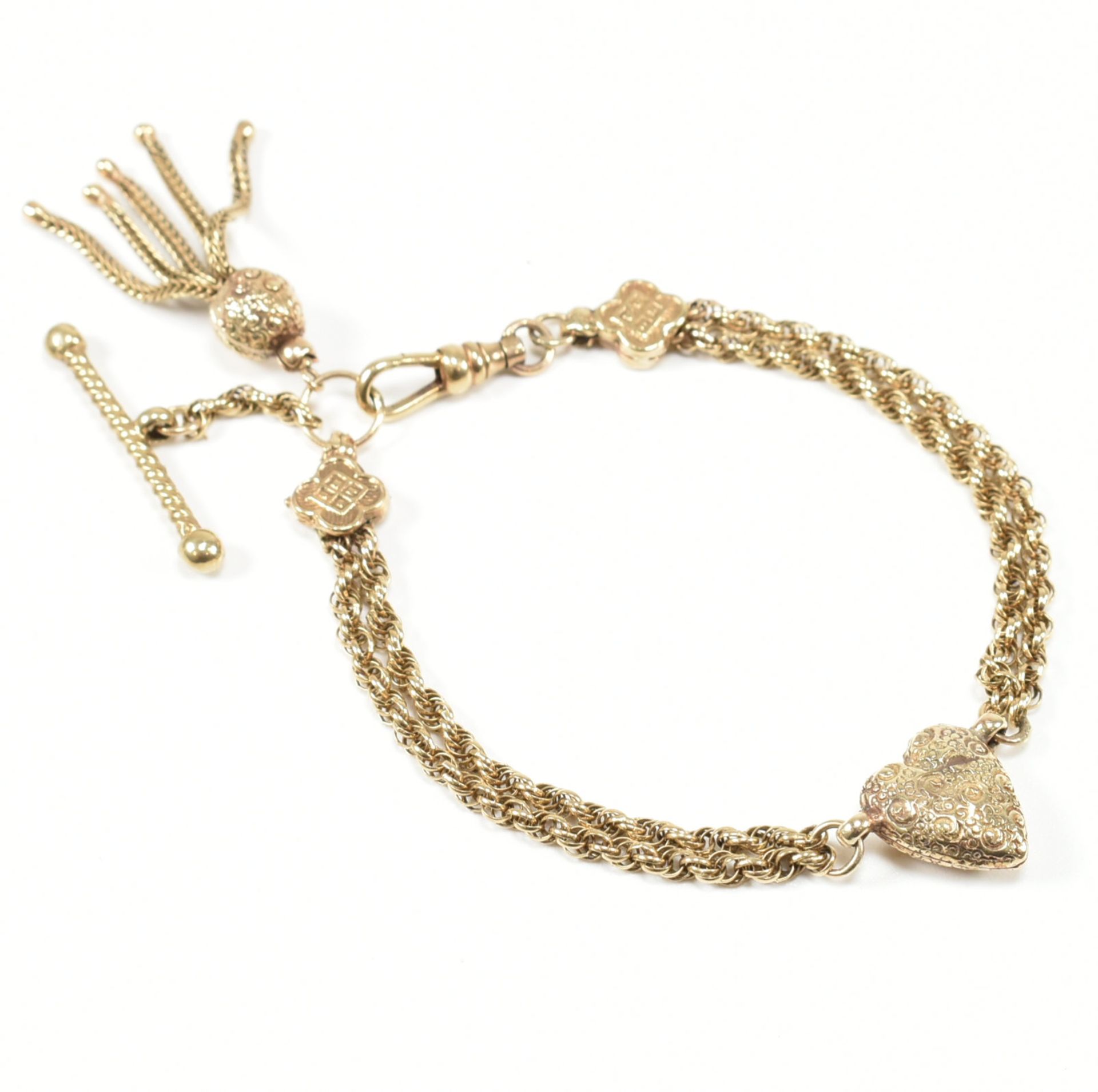 ANTIQUE YELLOW METAL ALBERTINA CHAIN BRACELET - Image 3 of 5