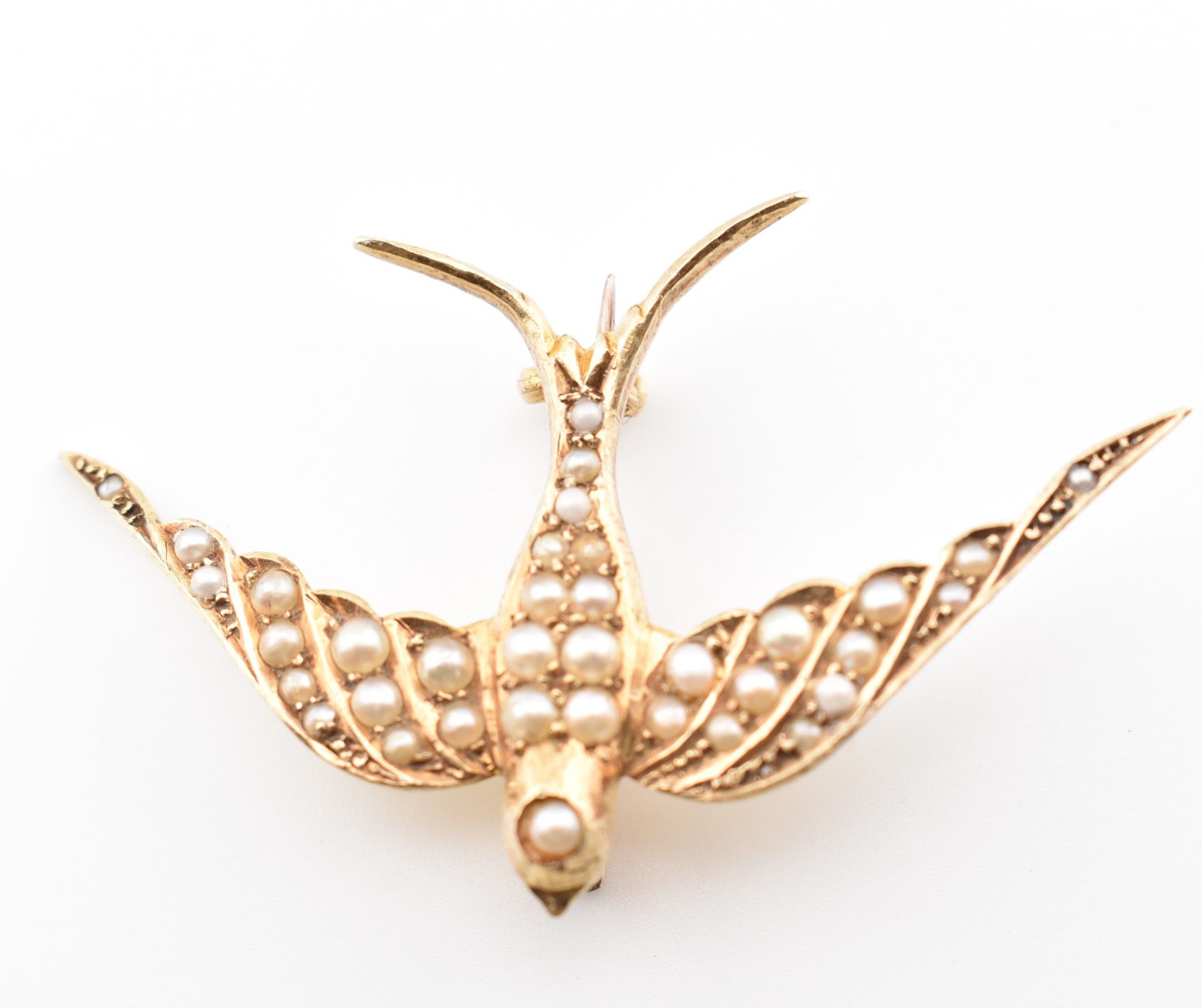 19TH CENTURY 15CT GOLD & PEARL BROOCH PIN - Image 4 of 7