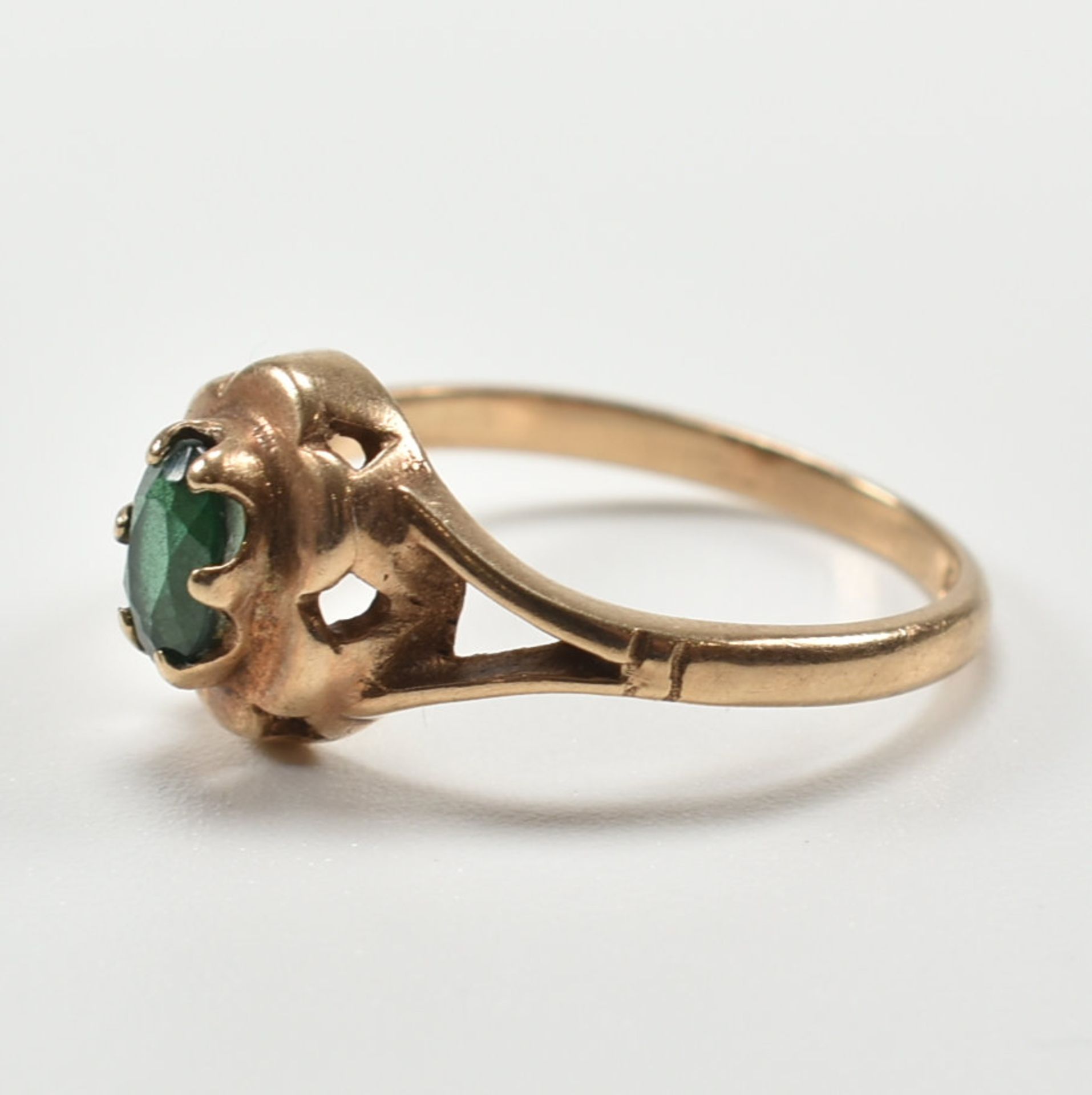 HALLMARKED 9CT GOLD & GREEN STONE RING - Bild 2 aus 5