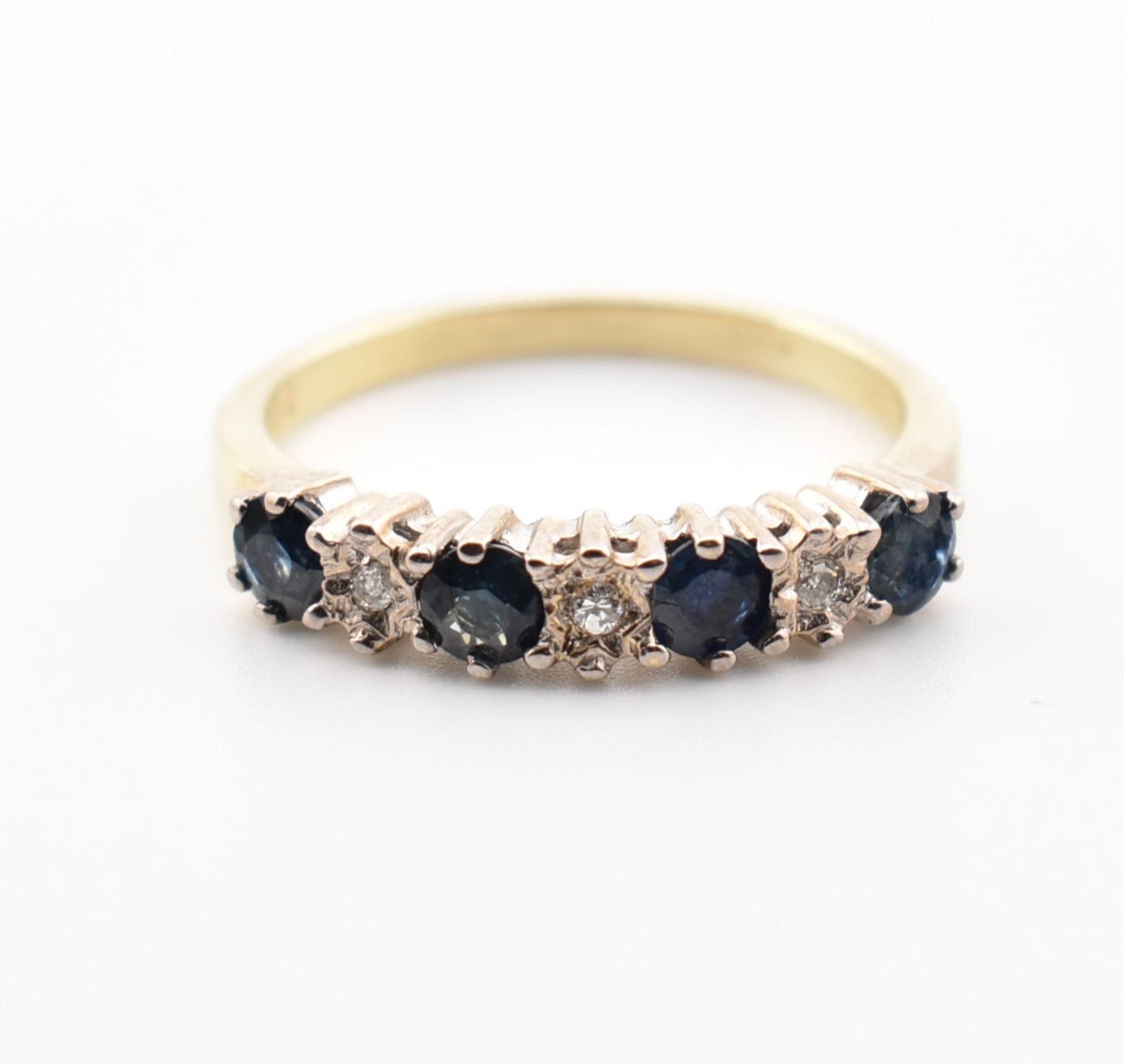 HALLMARKED 9CT GOLD SAPPHIRE & DIAMOND HALF HOOP RING - Bild 2 aus 7