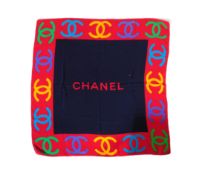 VINTAGE CHANEL SILK SCARF - HAND ROLLED & STITCHED HEM