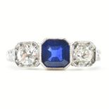 1920S SAPPHIRE & DIAMOND THREE STONE RING