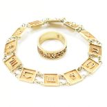 VINTAGE GOLD ZODIAC BAND RING & BRACELET