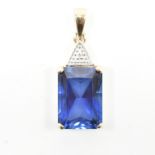 HALLMARKED 9CT GOLD SAPPHIRE & DIAMOND NECKLACE PENDANT