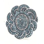 925 SILVER & BLUE DIAMOND FLOWER CLUSTER RING