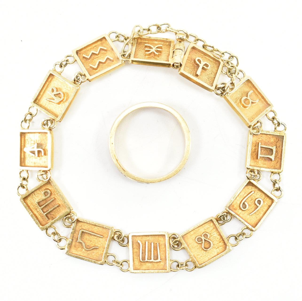 VINTAGE GOLD ZODIAC BAND RING & BRACELET - Image 2 of 5