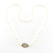 ANTIQUE GOLD CITRINE & PEARL CLASP PEARL NECKLACE