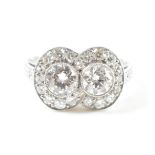 DIAMOND & WHITE METAL CLUSTER RING