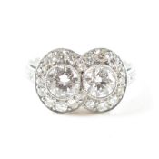 DIAMOND & WHITE METAL CLUSTER RING