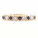 HALLMARKED 9CT GOLD SAPPHIRE & DIAMOND HALF ETERNITY RING