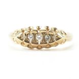 HALLMARKED 9CT GOLD & DIAMOND FIVE STONE BOAT RING