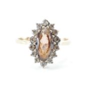 HALLMARKED 9CT GOLD SMOKY QUARTZ HALO RING