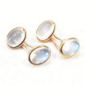 PAIR GOLD & MOONSTONE CUFFLINKS