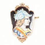 ART NOUVEAU ENAMEL PANEL BROOCH PIN