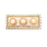 ANTIQUE GOLD CORAL & PEARL BROOCH PIN