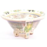 19TH CENTURY VICTORIAN MAJOLICA CERAMIC POTTERY COLANDER