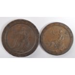 TWO BRITANNIA 1797 - GEORGE III CARTWHEEL COINS