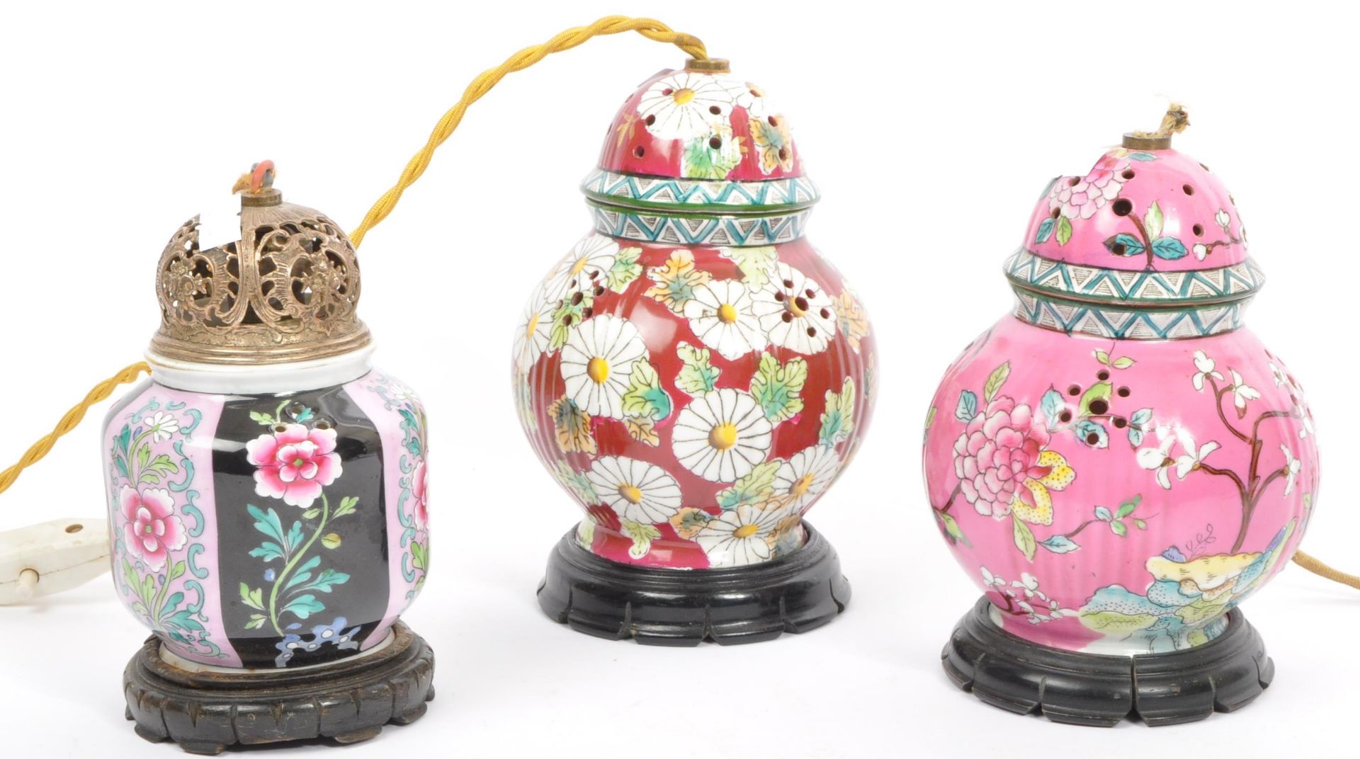 COLLECTION OF THREE AEROZON PORCELAIN GINGER JAR LAMPS