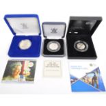 THREE ROYAL MINT SILVER 925 PROOF COINS - BOXED - CERTIFICATES