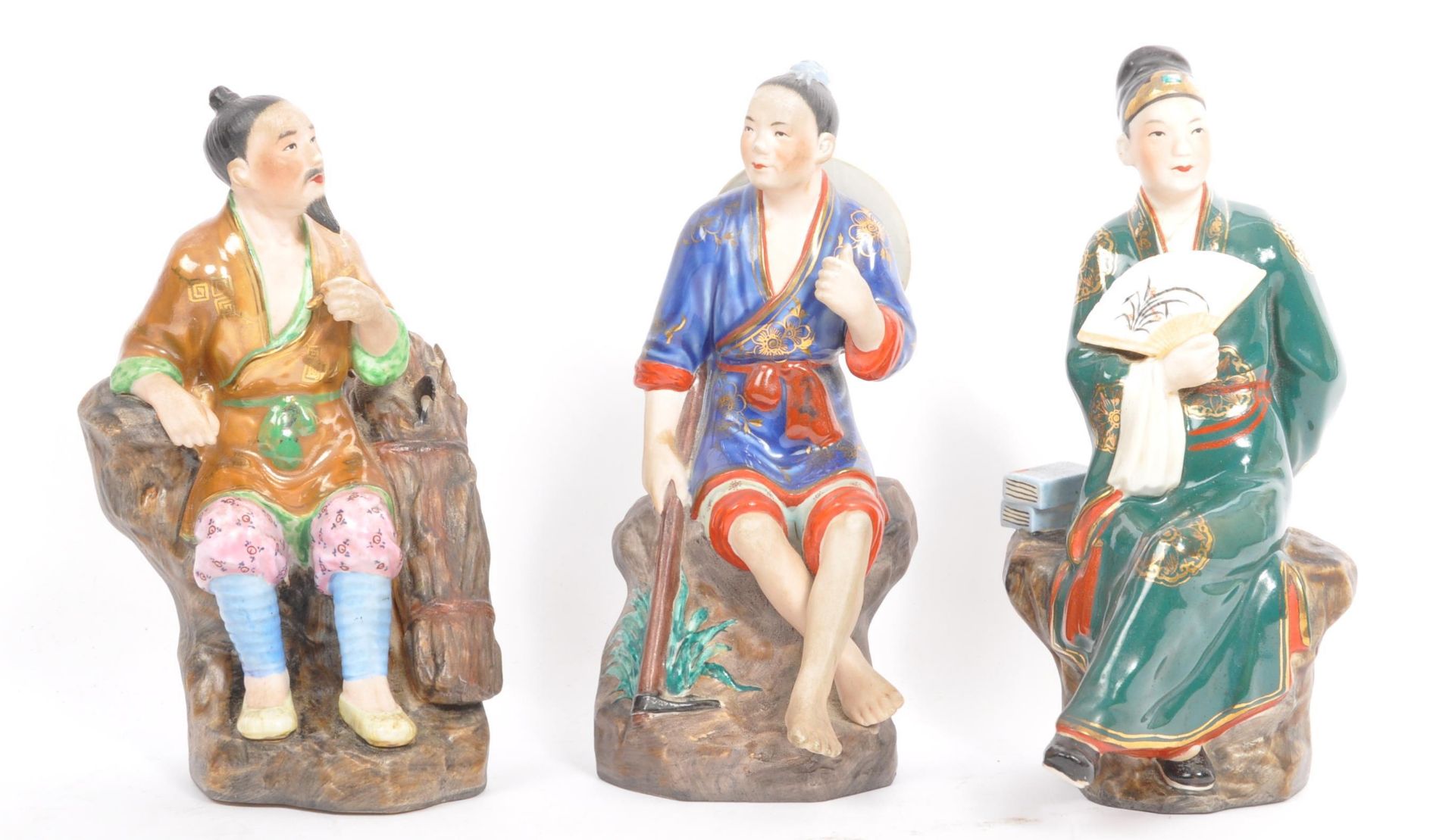 THREE 20TH CENTURY CHINESE PORCELAIN MUD MEN