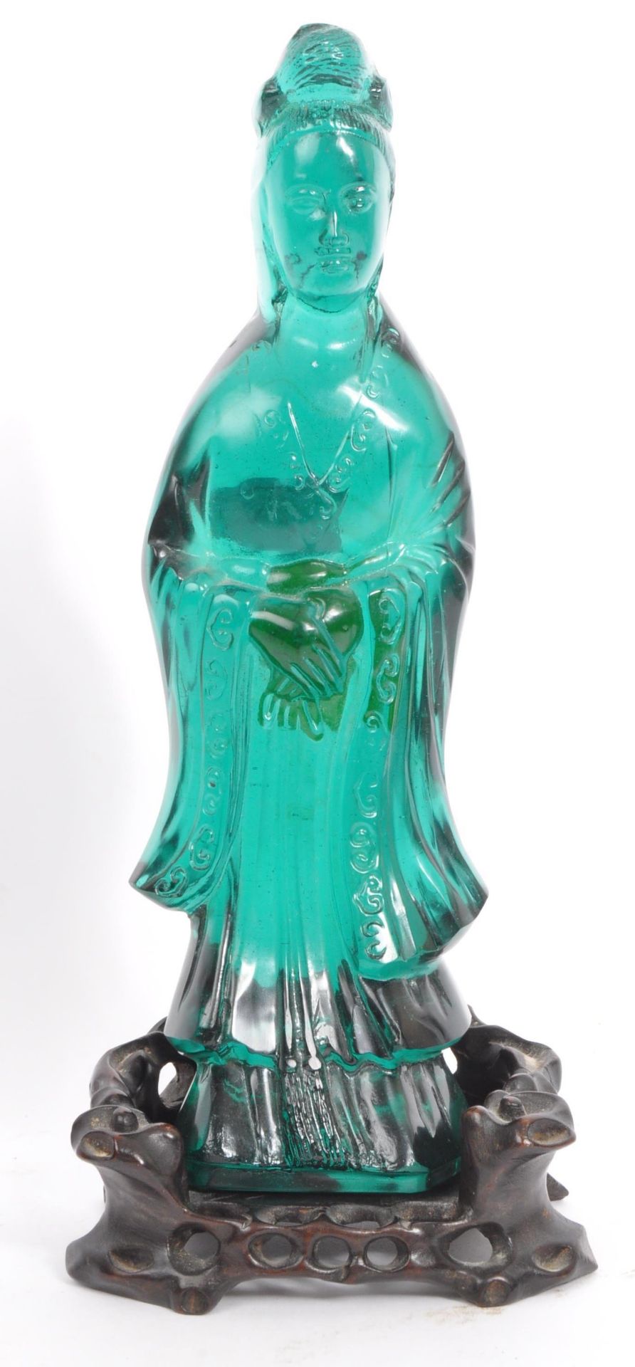 A 19TH CENTURY CHINESE ORIENTAL BLANC DE CHINE GLASS FIGURINE - Bild 2 aus 5