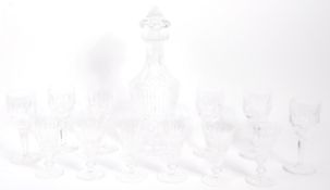 IRISH WATERFORD CRYSTAL - CRYSTAL GLASS DECANTER WITH GLASSES