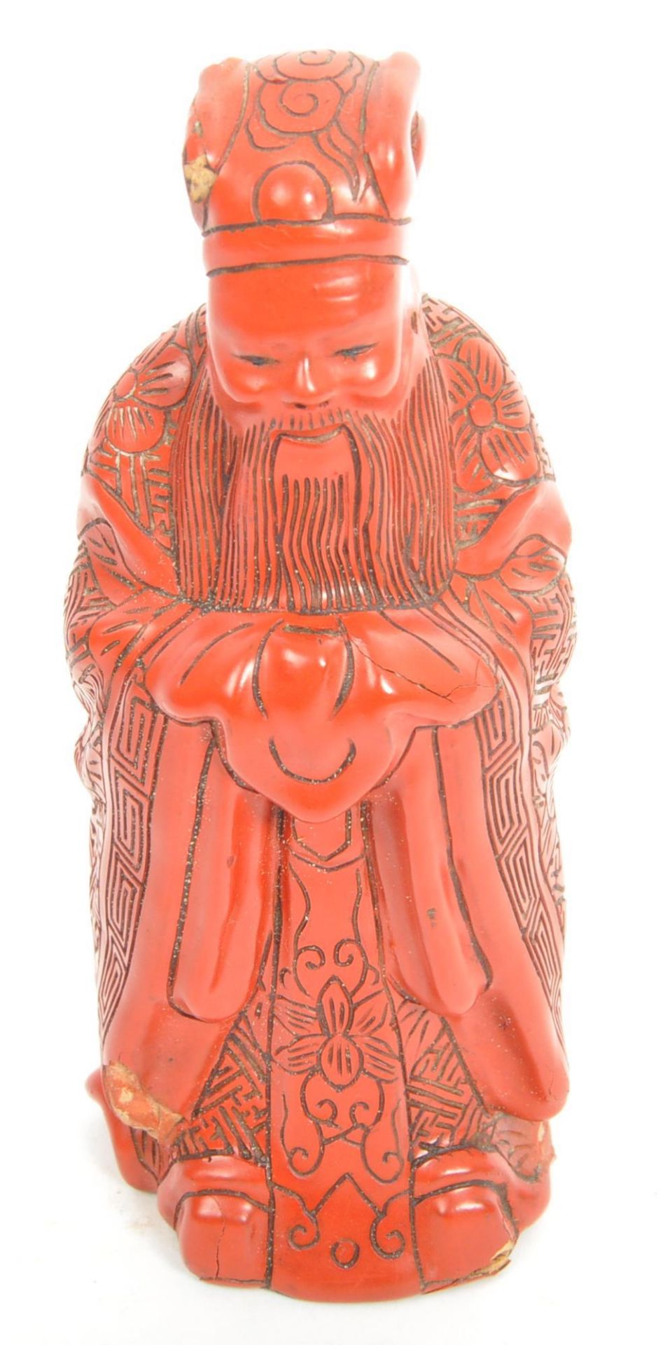 A 20TH CENTURY CHINESE HAND PAINTED CERAMIC TUDI GONG FIGURINE - Image 3 of 5