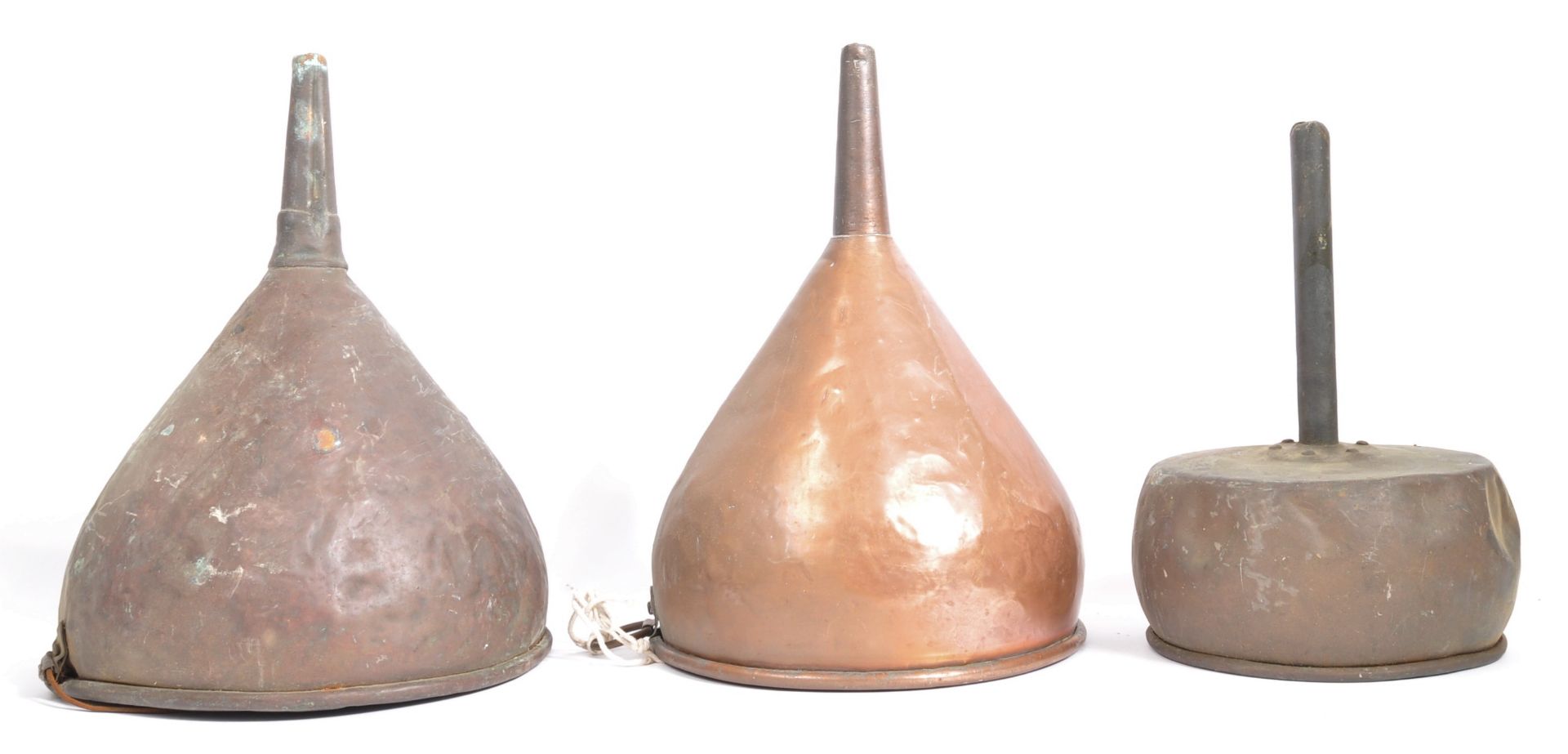 THREE VICTORIAN COPPER FUNNELS - FARROW & JACKSON - Image 2 of 5