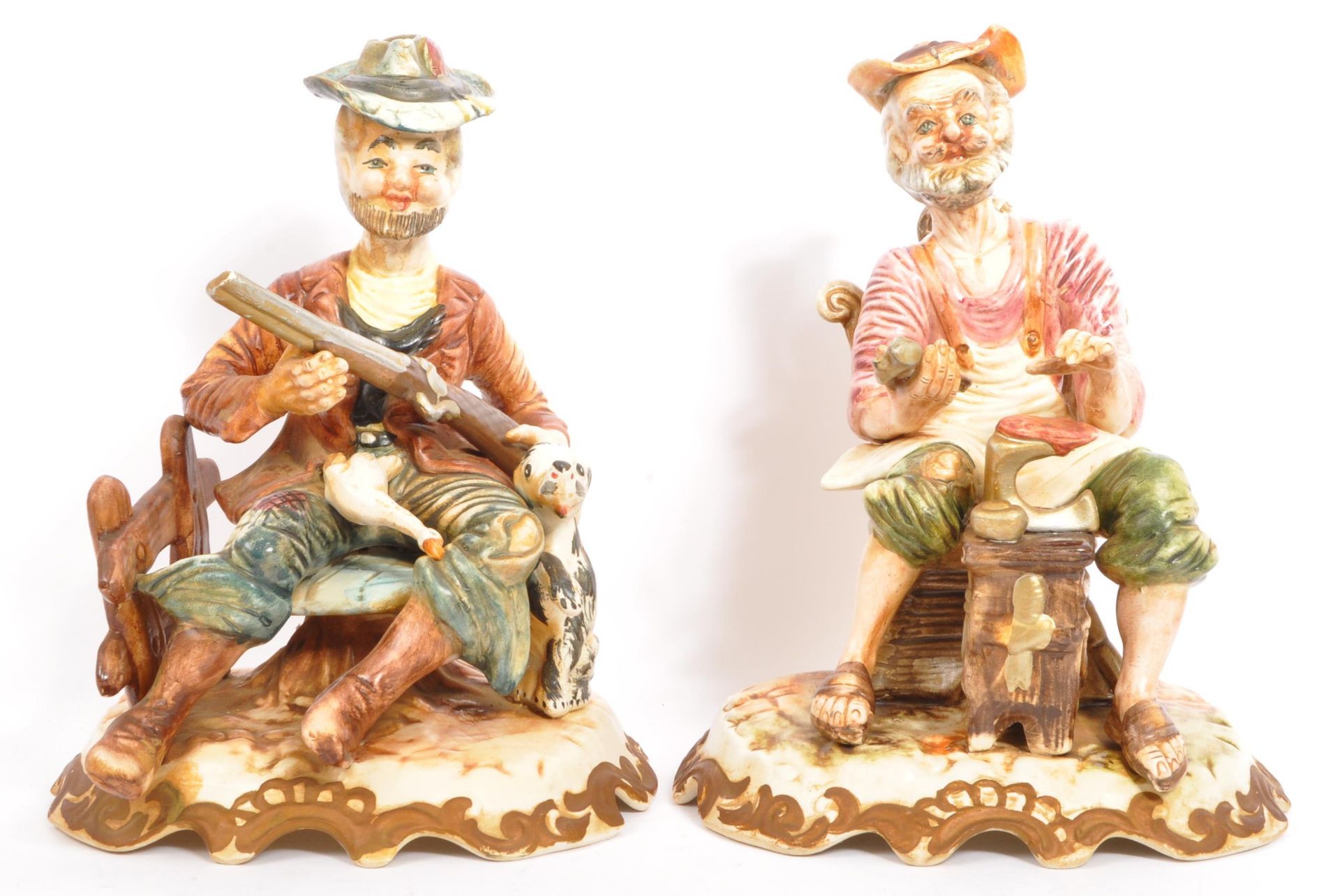 PAIR OF LARGE VINTAGE CAPODIMONTE CERAMIC FIGURINES