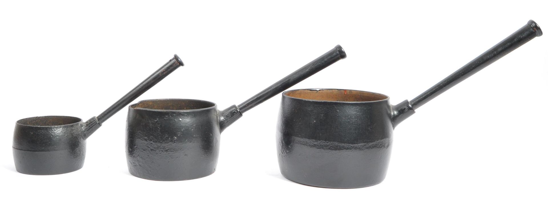 THREE 19TH CENTURY CAST IRON 'GYPSY' COOKING POTS