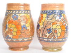 TWO ART DECO 1930S CROWN DUCAL BY CHARLOTTE RHEAD VASES
