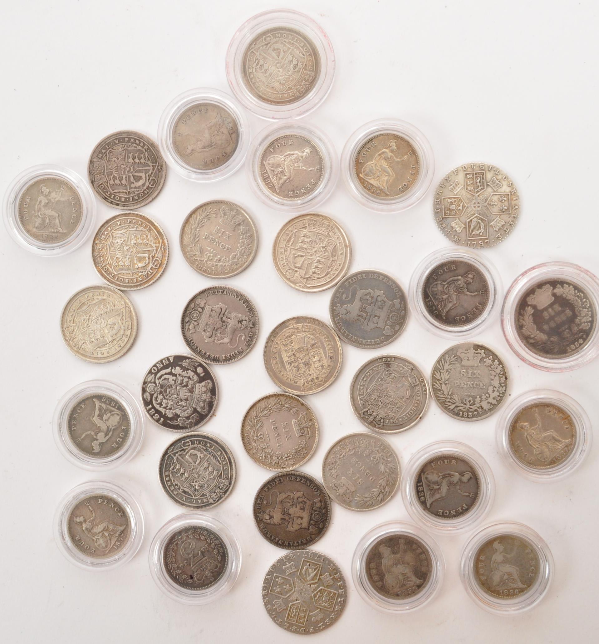 COLLECTION GEORGE III SILVER SIX PENCE COINS