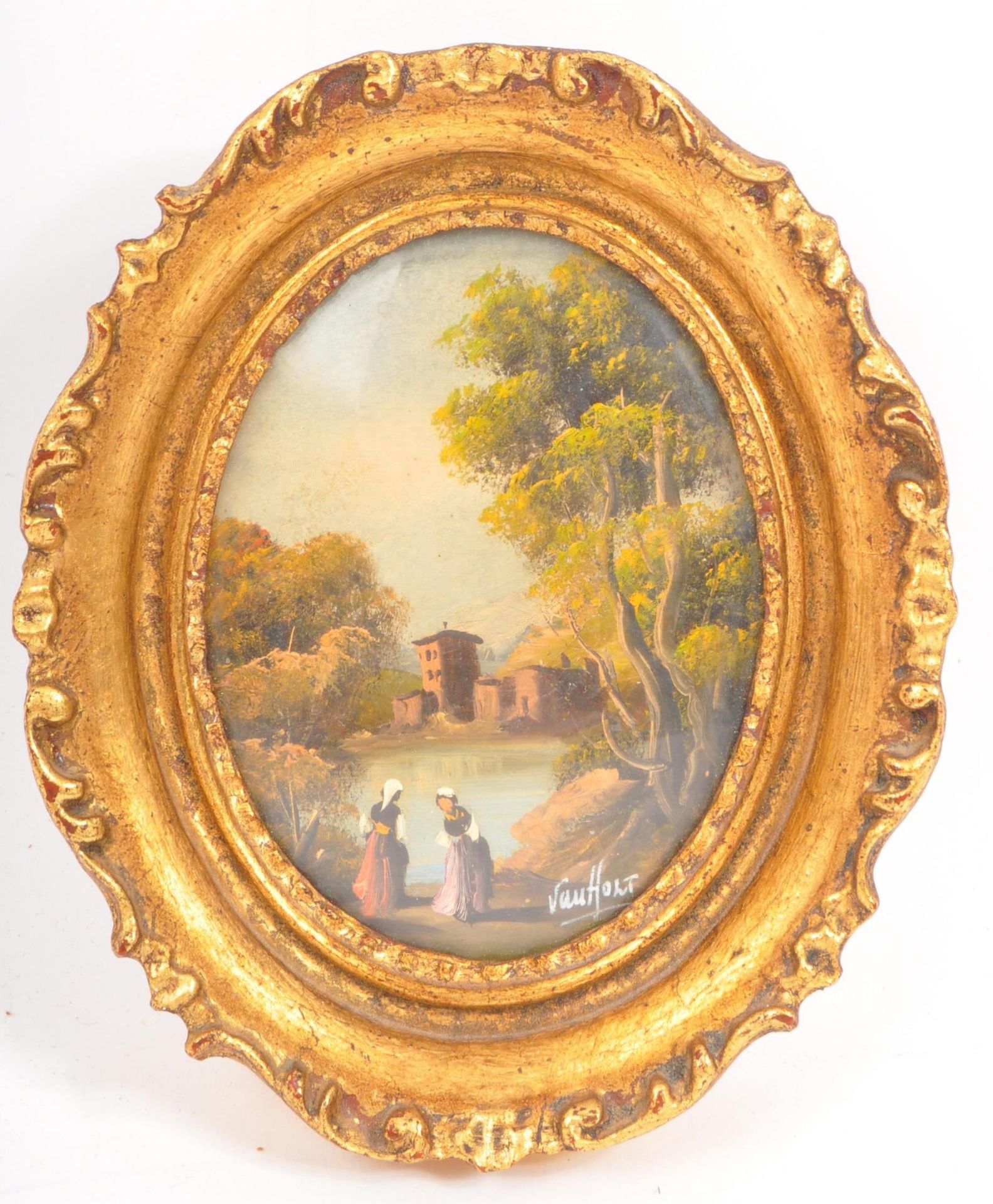 VINTAGE 20TH CENTURY MINIATURE ITALIAN OIL PAINTING