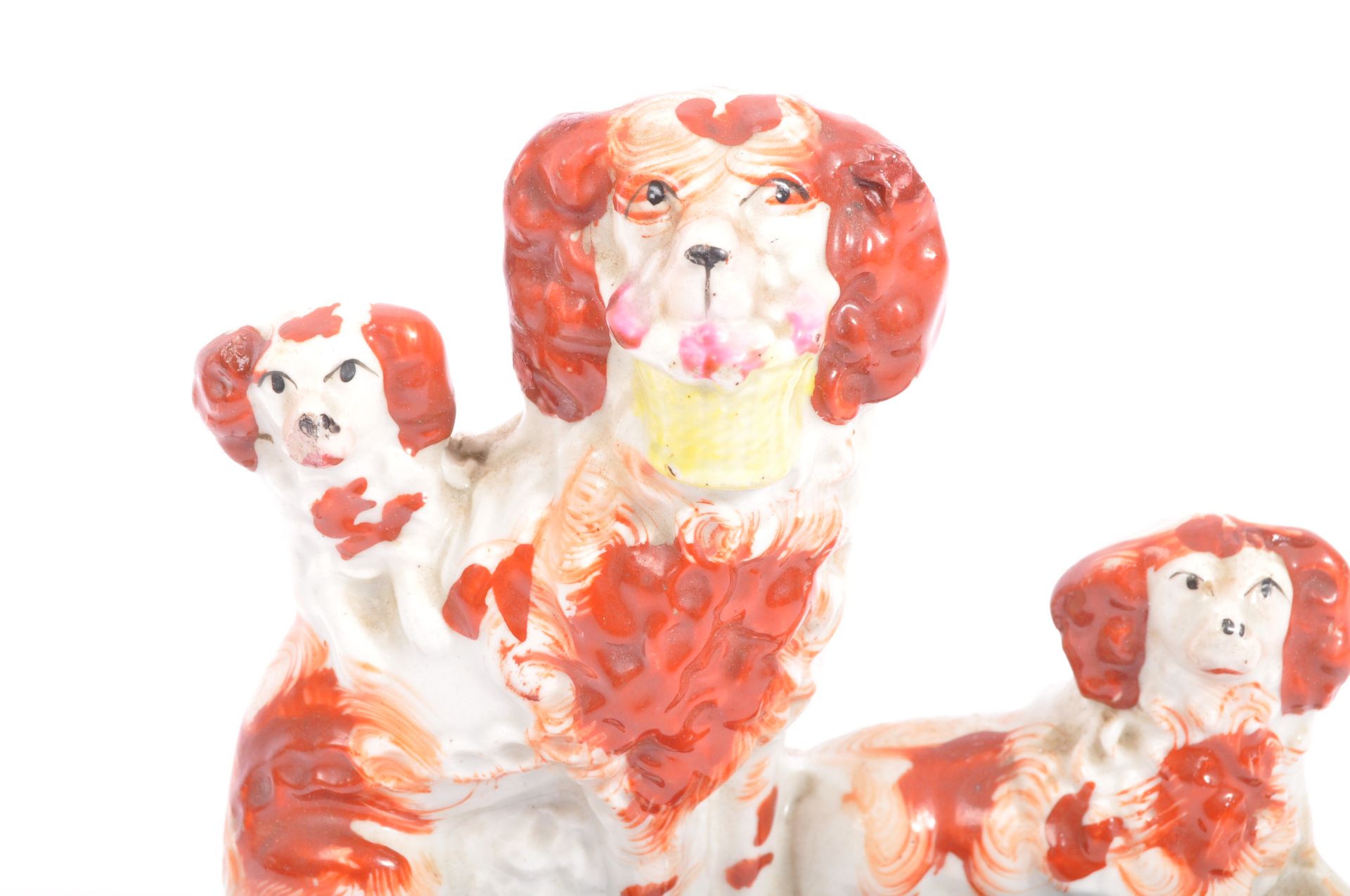 19TH CENTURY STAFFORDSHIRE POTTERY SPANIEL DOGS - Image 5 of 6