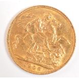 KING EDWARD VII GREAT BRITAIN 1908 GOLD FULL SOVEREIGN COIN