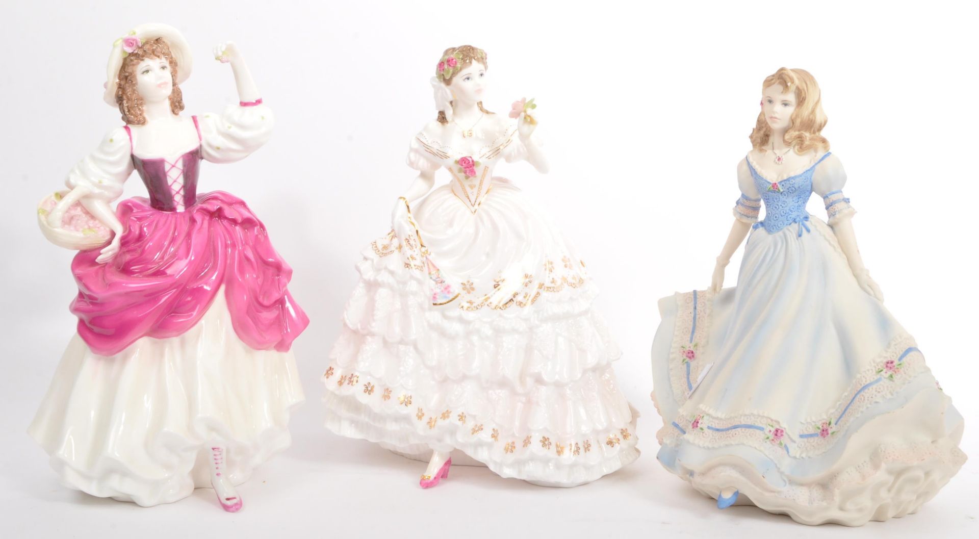 COLLECTION OF BONE CHINA PORCELAIN TABLEWARE LADY FIGURES - Image 5 of 10