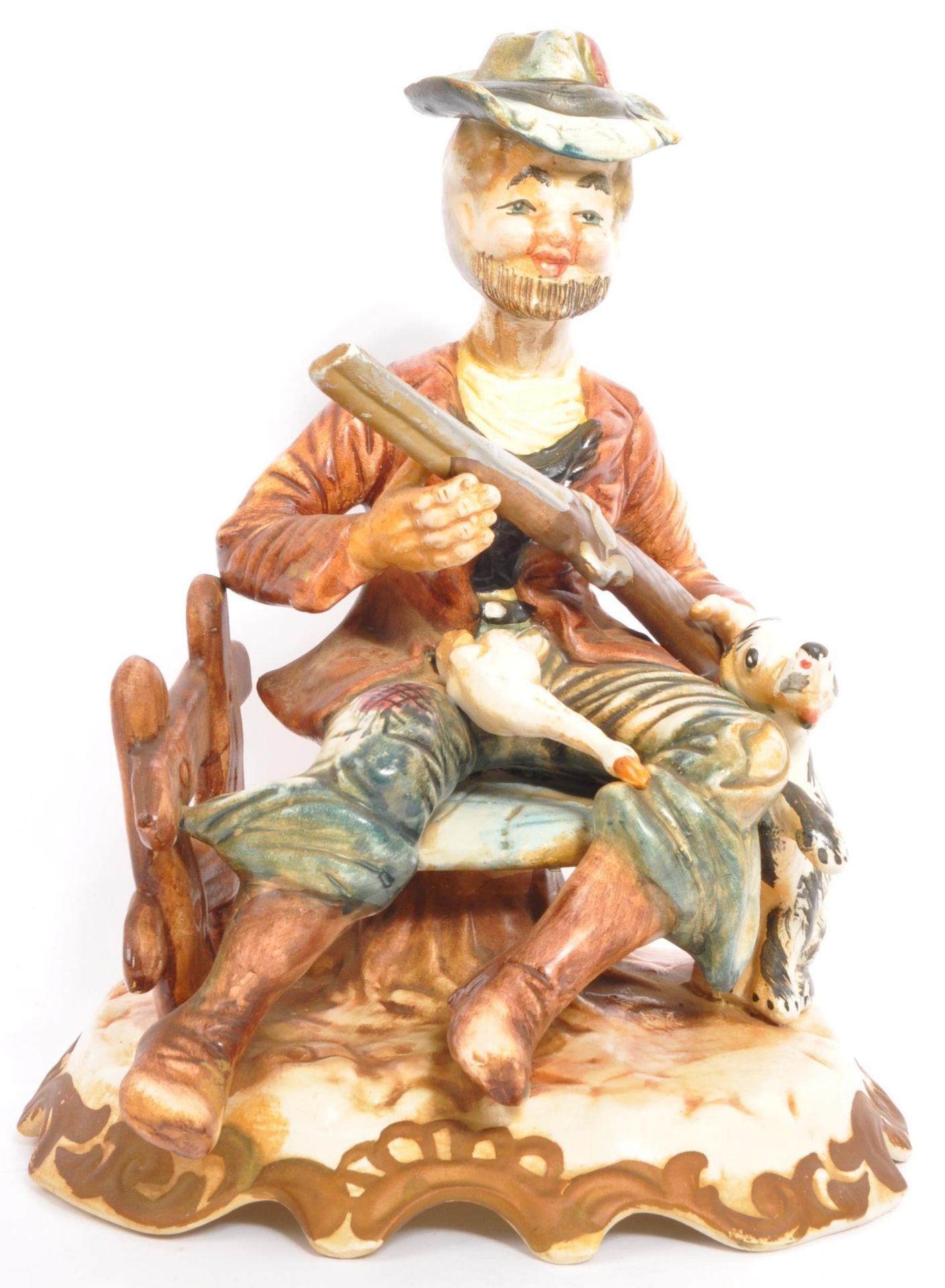 PAIR OF LARGE VINTAGE CAPODIMONTE CERAMIC FIGURINES - Image 5 of 9